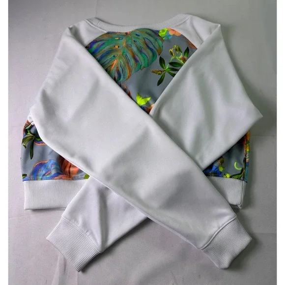 Nike Hyper Femme Tropical Floral Parrot Cropped Sweatshirt Women's Small S White - Picture 6 of 10